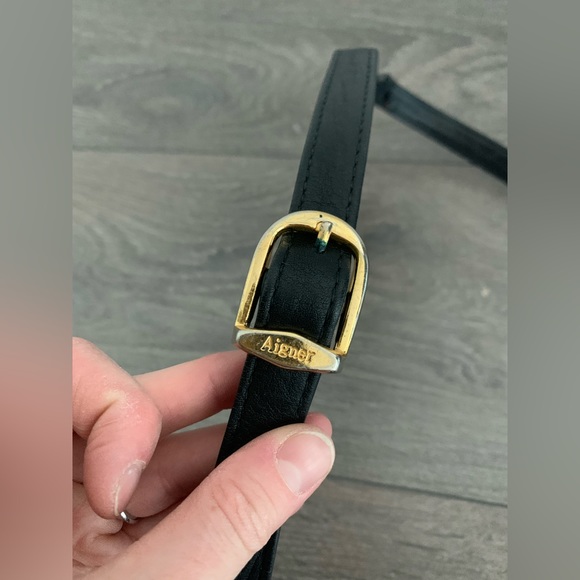 Etienne Aigner genuine leather bag crossbody tote handbag black designer - Picture 3 of 8